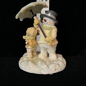 Charming Snowman and Bear Holiday Figurine